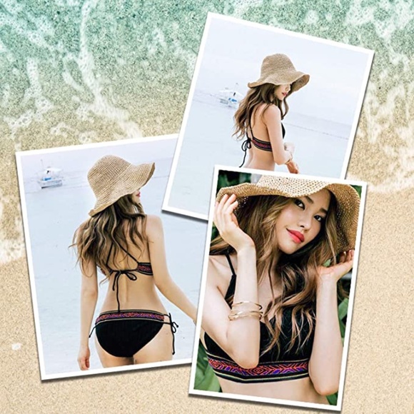 Artisan Handmade Natural Minimalist Packable Wavy Brim Straw Hat, One Size. - Picture 1 of 12